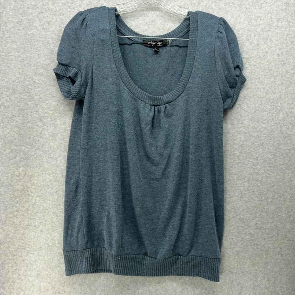Active Basic Slate Blue Short Sleeve Top
